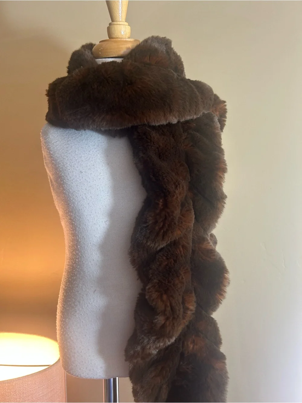Fabulous Furs Dark Brown Faux Fur Scarf